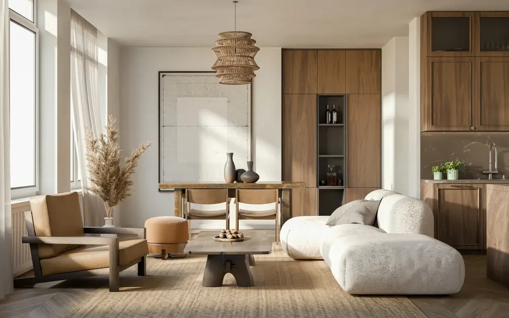 Bois clair salon maison